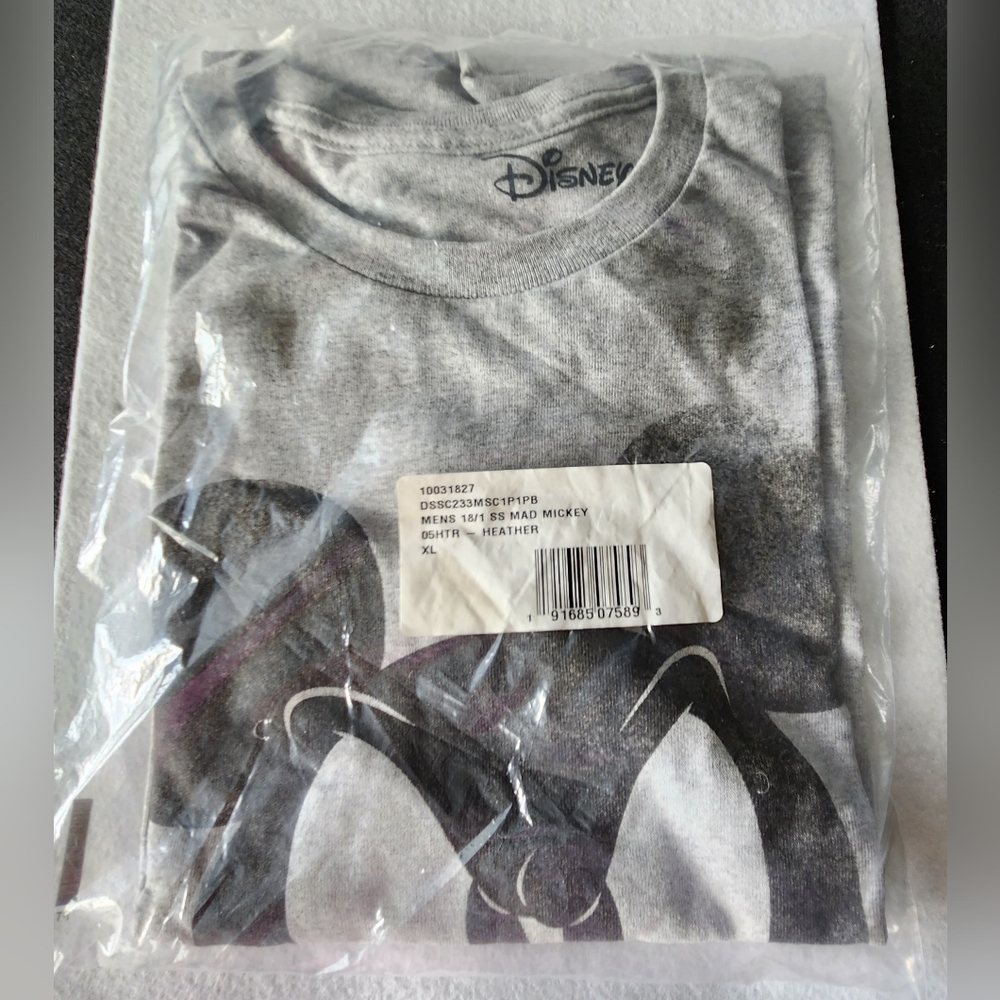 New! Disney Mad/Grumpy Men's T-shirt Heather Gray XL Cotton/Polyester Blend NIP